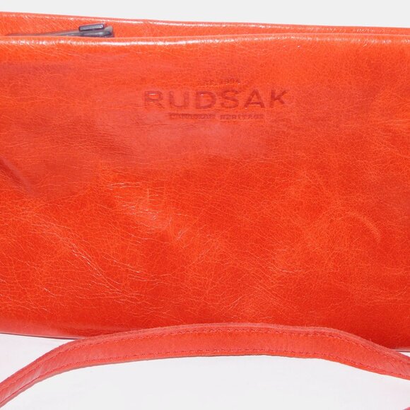 RUDSAK Burnt Orange leather Halo Mini Clutch Crossbody Bag  Purse Wallet - Picture 4 of 9
